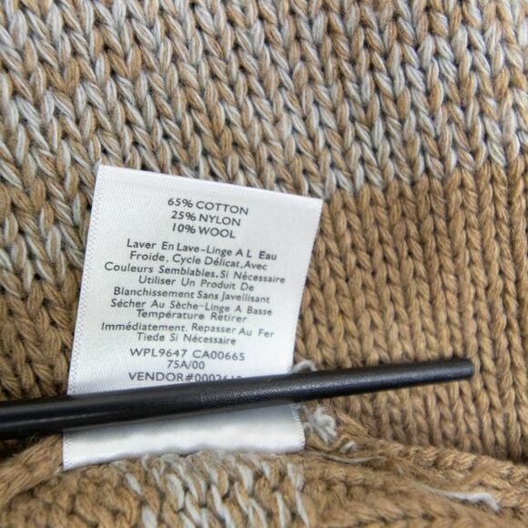 NWOT Eddie Bauer Turtleneck Striped cotton blend Sweater, Tan L - Picture 8 of 9